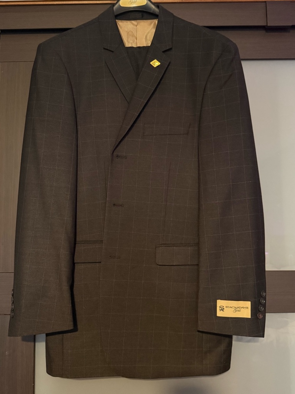 Stacy Adams Gold - Black Windowpane Suit